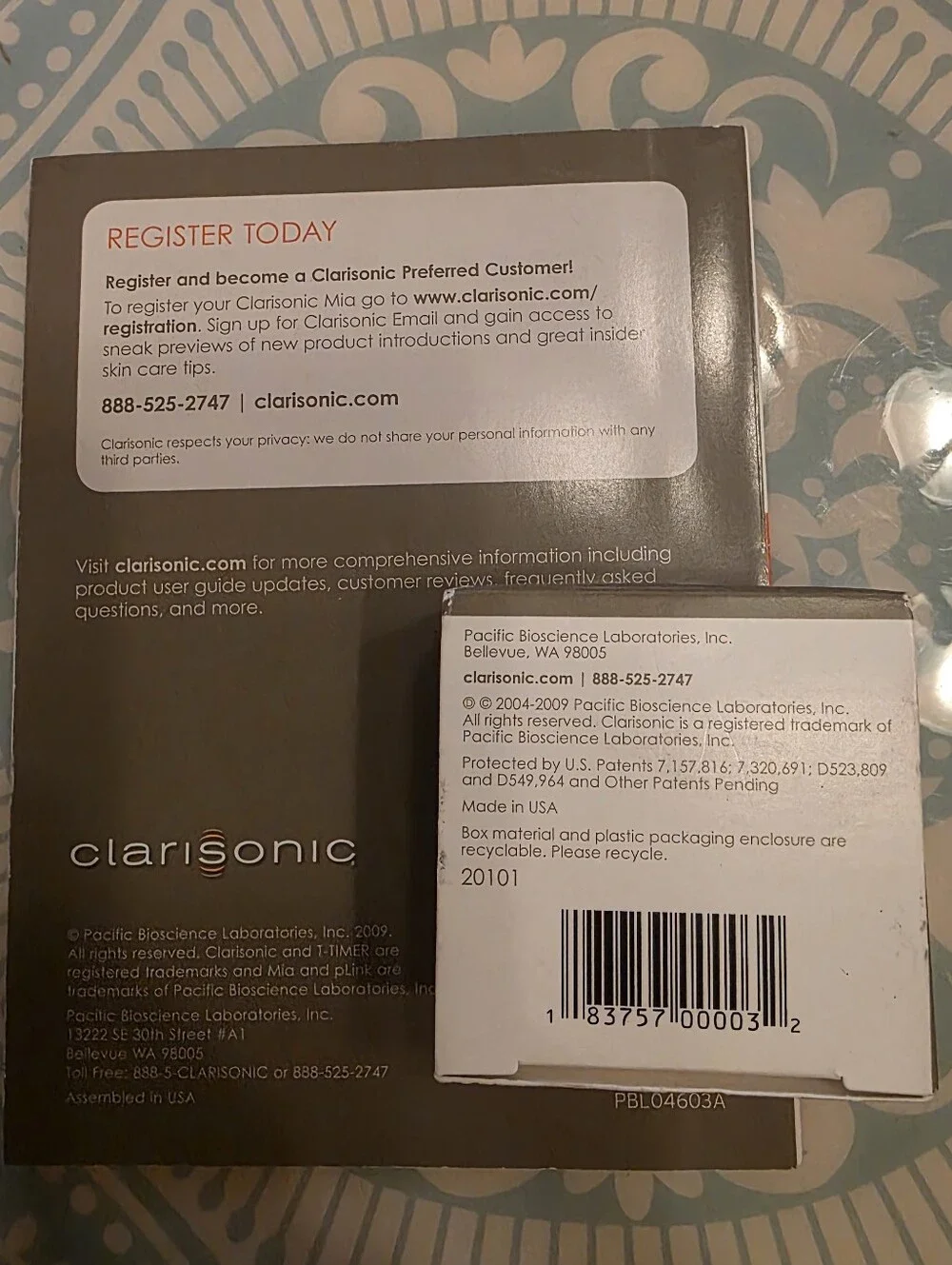 Clarisonic Normal Skin Replacement Brush Head New with Cap + Mia User Guide